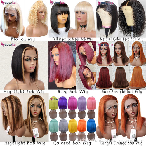 Cheap Price Short Bob Human Hair Wig,8inch-14inch Wholesale Mink Brazilian Hair Wig,4x4 Closure Short Bob Wigs For Black Women